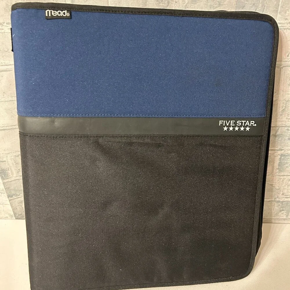 MEAD FIVE STAR 3 RING BLUE/BLACK ZIPPER BINDER